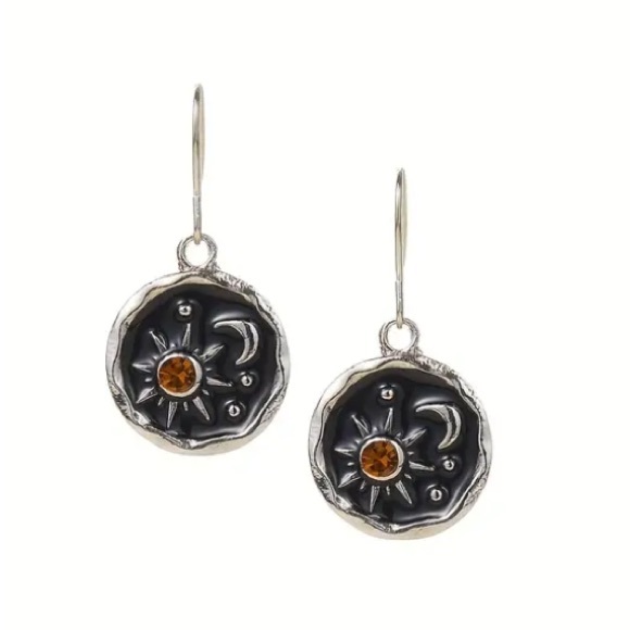 Jewelry - Boho Sun & Moon Night Sky Silver Toned Earrings